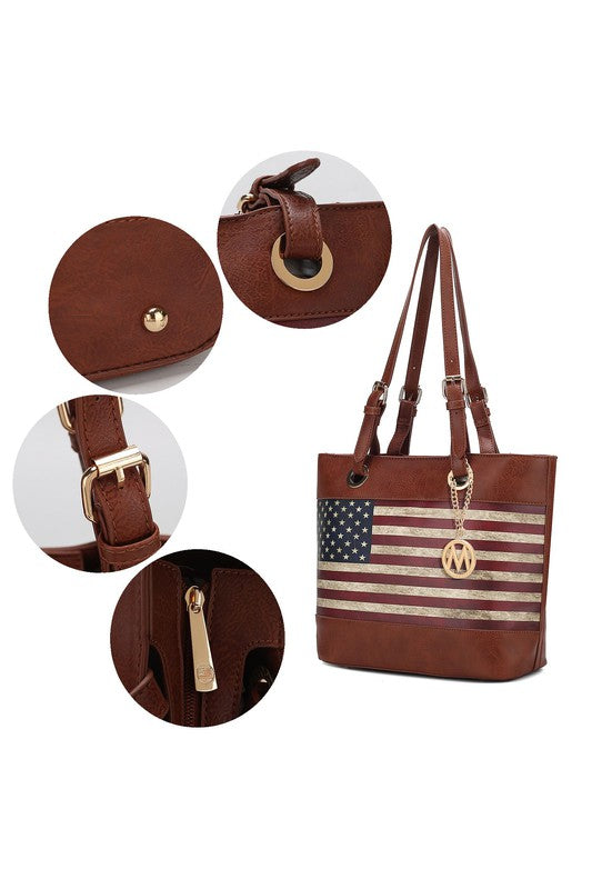 MKF Collection Vera Flag Pattern Tote Bag by Mia k Tote Bag   