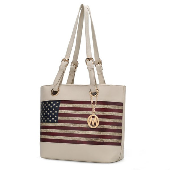 MKF Collection Vera Flag Pattern Tote Bag by Mia k Tote Bag Beige One Size 