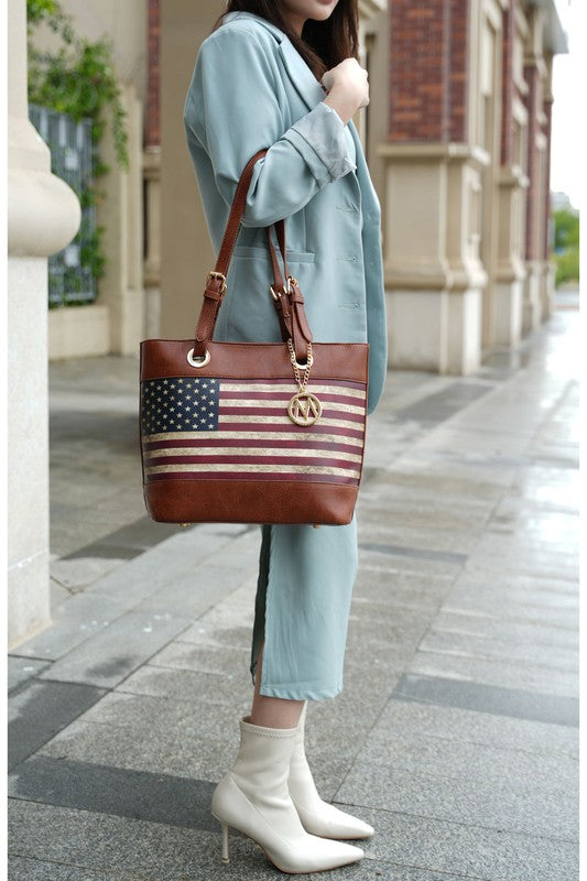 MKF Collection Vera Flag Pattern Tote Bag by Mia k Tote Bag   