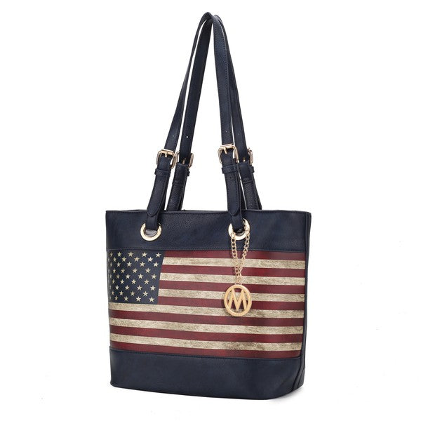 MKF Collection Vera Flag Pattern Tote Bag by Mia k Tote Bag Navy One Size 