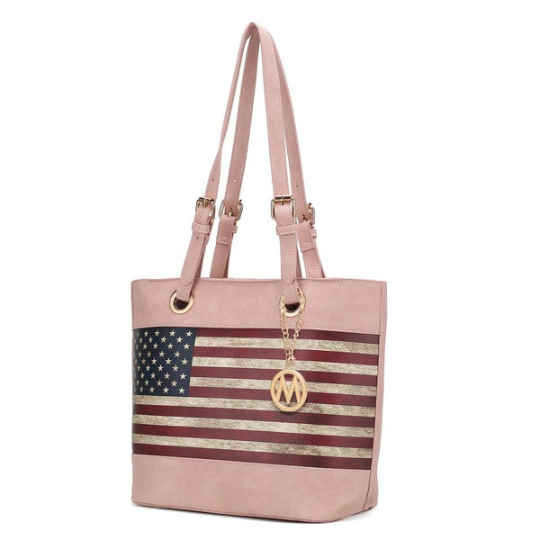 MKF Collection Vera Flag Pattern Tote Bag by Mia k Tote Bag Rose Pink One Size 