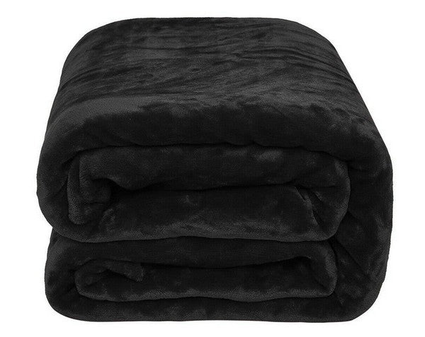 Black Super Soft Cozy Bed Throw Flannel Blanket    