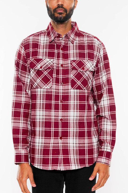 Flannel Plaid Long Sleeve Shirt - Three Mad Hatters Mercantile 