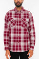 LONG SLEEVE FLANNEL FULL PLAID CHECKERED SHIRT  BURGUNDY WHITE S 