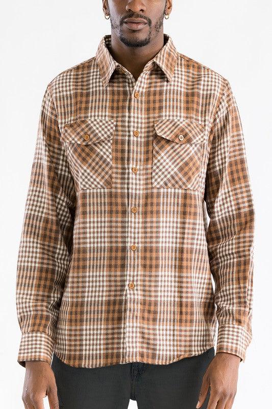 Flannel Plaid Long Sleeve Shirt - Three Mad Hatters Mercantile 