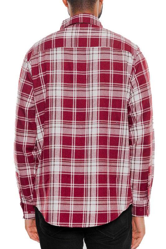 Flannel Plaid Long Sleeve Shirt - Three Mad Hatters Mercantile 