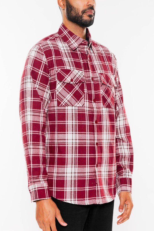 Flannel Plaid Long Sleeve Shirt Mens Long Sleeve Shirt   