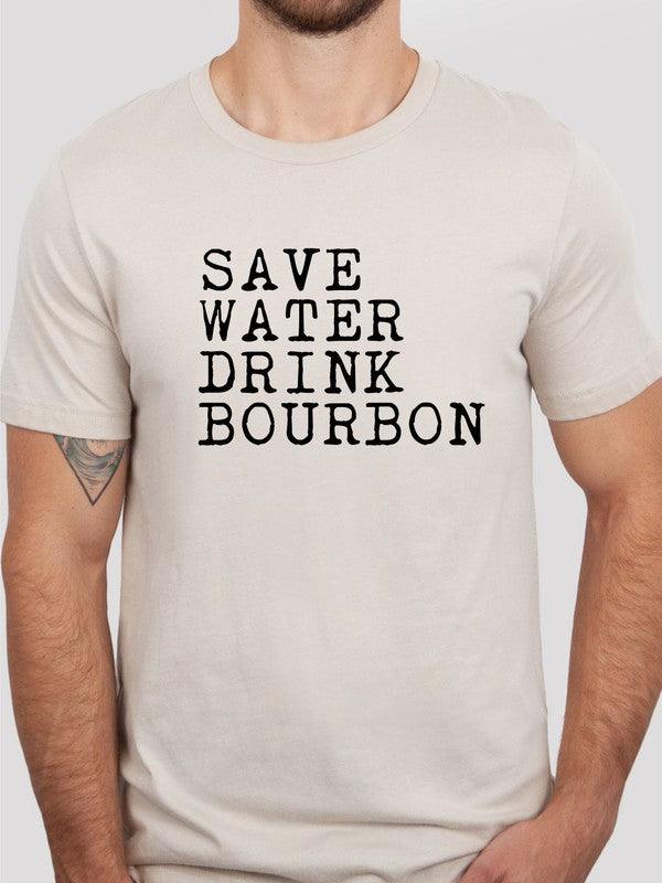 Save Water Drink Bourbon Crew Neck Mens T-shirt - Three Mad Hatters Mercantile 