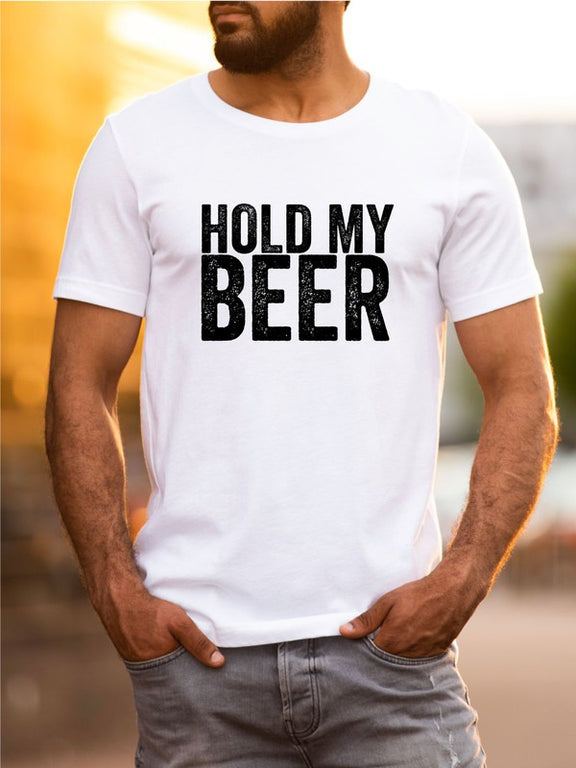 Hold My Beer Neck Softstyle Tee  White L 