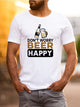 Don't Worry Beer Happy Crew Neck Softstyle Tee  White L 