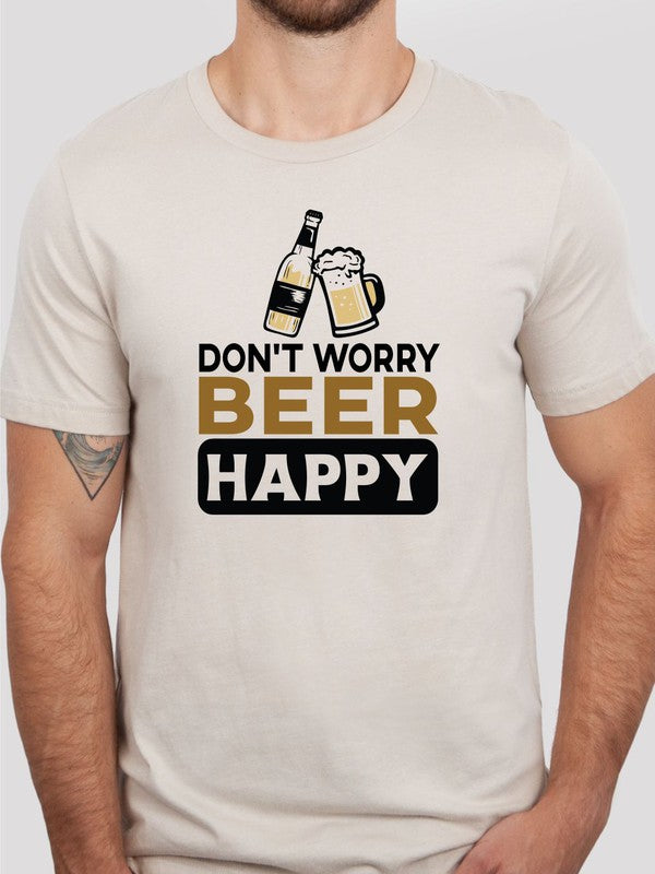 Don't Worry Beer Happy Crew Neck Softstyle Tee  Natural L 