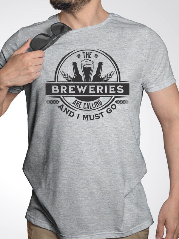 The Breweries are Calling Crew Neck Softstyle Tee Mens Graphic T-Shirt Oxford L 