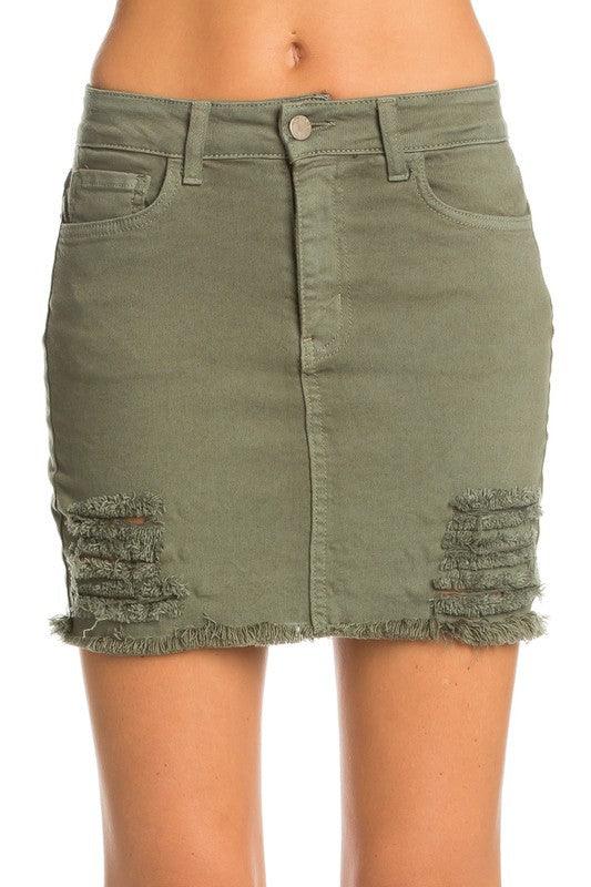 Vintage Denim Mini Skirt Denim Skirt Olive S