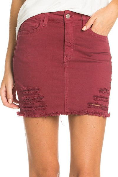 Vintage Denim Mini Skirts Denim Skirt Dark Wine S 