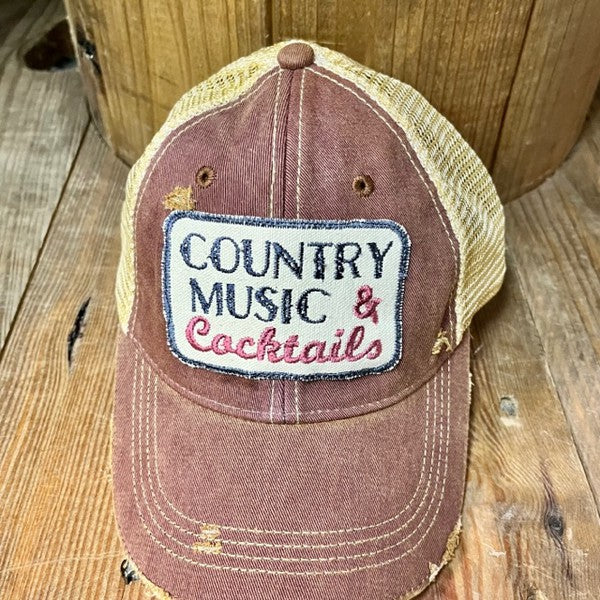 Country Music & Cocktails Hat Cap Maroon One Size 