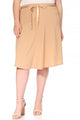 Plus size, solid, A-line, knee length skirt Midi Skirt Beige XL 