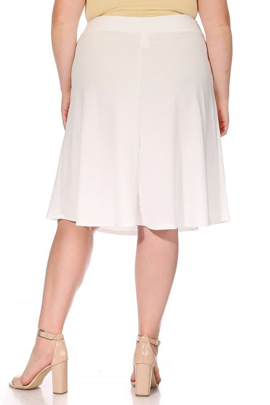 Plus size, solid, A-line, knee length skirt Midi Skirt   