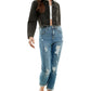 Destructed Cuffed Boyfriend Jean Cropped Jeans   