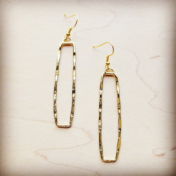 Golden Rectangle Dangle Earrings Gold Earrings gold 1 