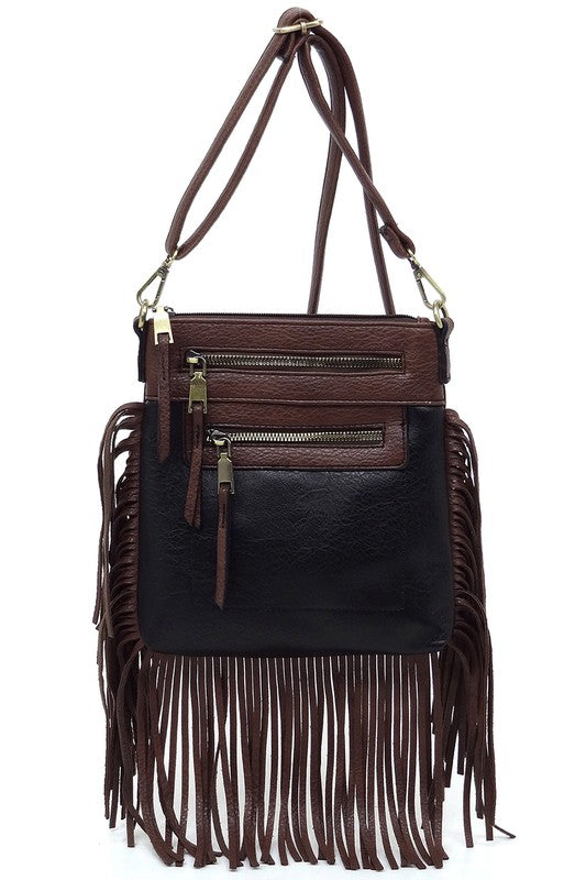 Western Fringe Crossbody Bag handbag BLACK one 