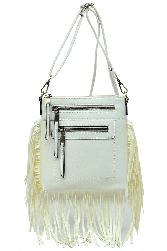 Western Fringe Crossbody Bag handbag White one 