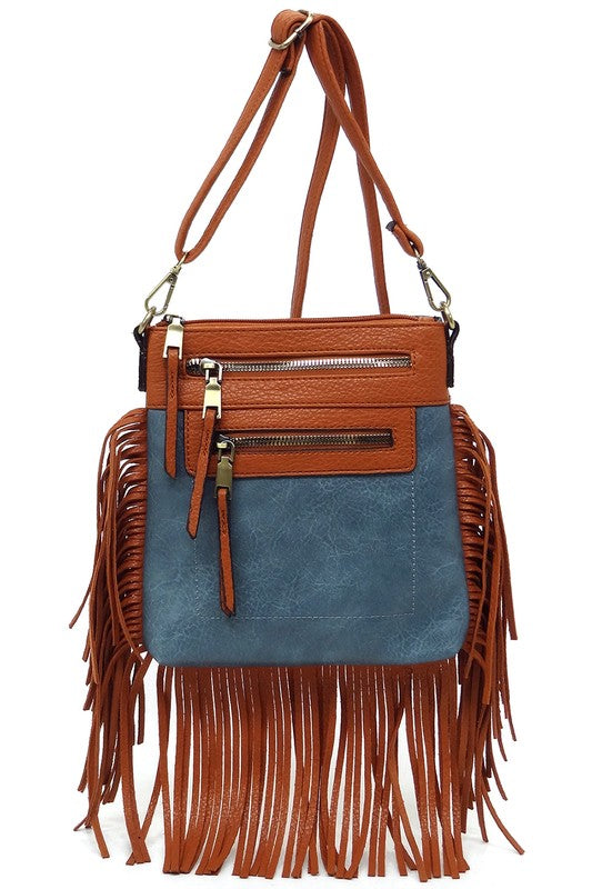 Western Fringe Crossbody Bag handbag DENIM one 