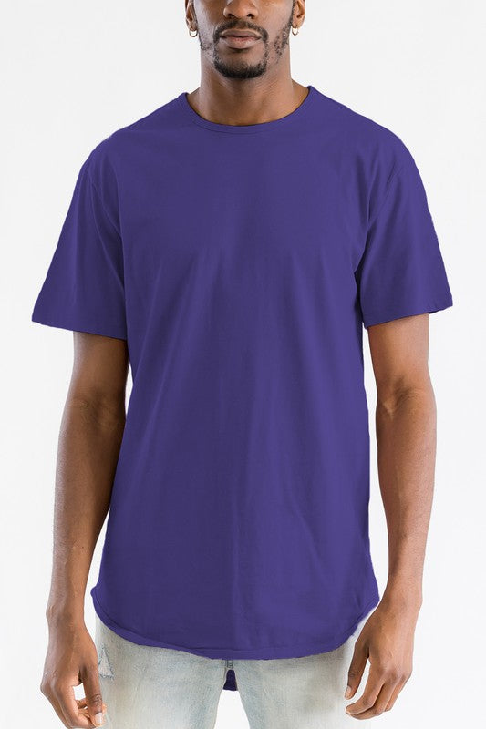 Extended Scallop Round Neck Tshirt Mens T-shirt PURPLE S 