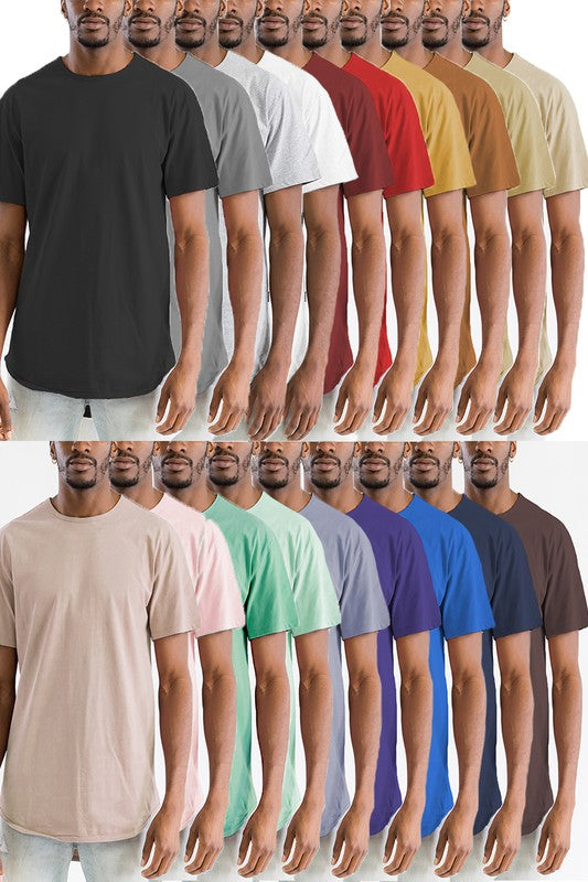 Extended Scallop Round Neck Tshirt Mens T-shirt   