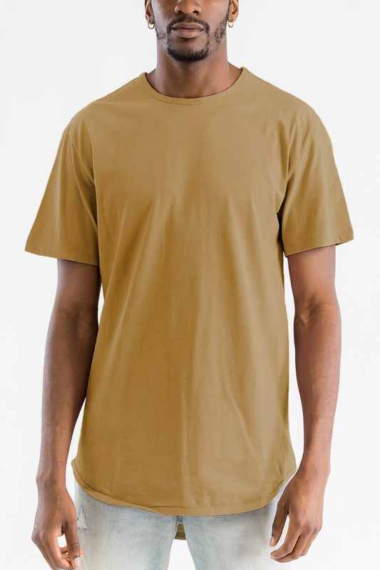 Extended Scallop Round Neck Tshirt Mens T-shirt GOLD S 