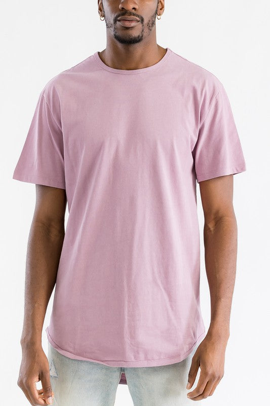 Extended Scallop Round Neck Tshirt Mens T-shirt MAUVE S 