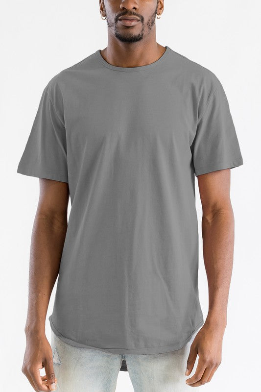 Extended Scallop Round Neck Tshirt Mens T-shirt CHARCOAL S 