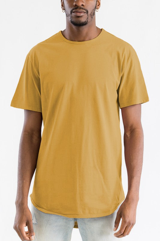 Extended Scallop Round Neck Tshirt Mens T-shirt   