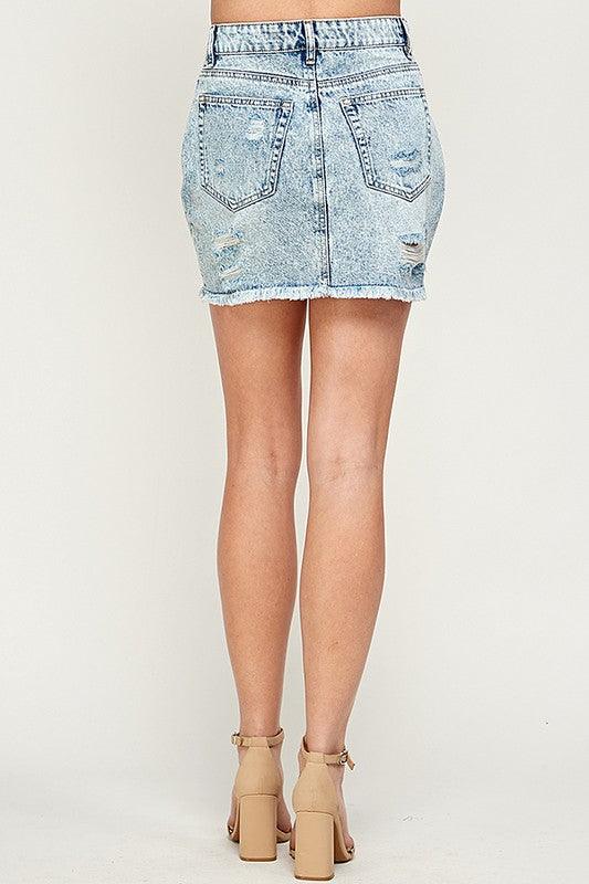 Ladies Denim Mini Skirt - Three Mad Hatters Mercantile 