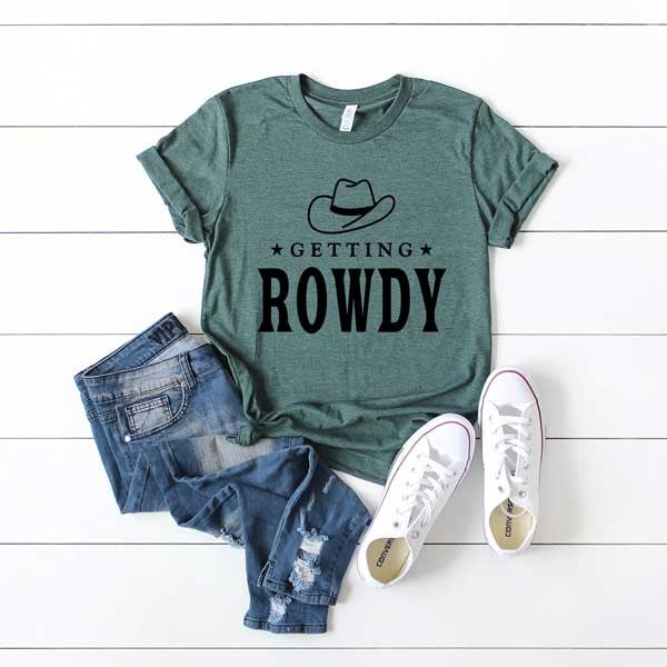 Getting Rowdy Cowboy Hat Short Sleeve Tee graphic t-shirt Forest XS 