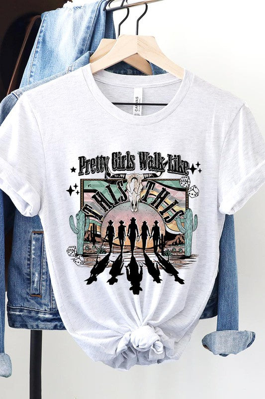 SHORT SLEEVE TEE Pretty Girls Walk Like This T- Shirt ASH S 