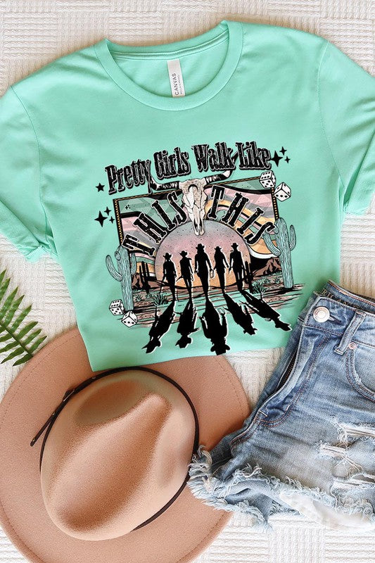 SHORT SLEEVE TEE Pretty Girls Walk Like This T- Shirt MINT S 