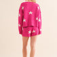 Soft Long Sleeve Star Print Top and Short Set Womens Loungewear   