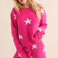 Soft Long Sleeve Star Print Top and Short Set Womens Loungewear   