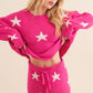 Soft Long Sleeve Star Print Top and Short Set Womens Loungewear   