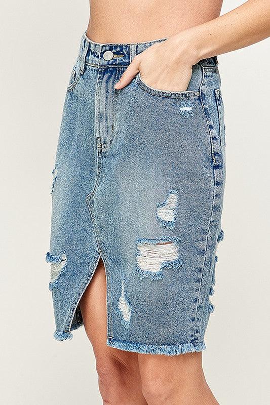 Ladies Denim Skirt - Three Mad Hatters Mercantile 