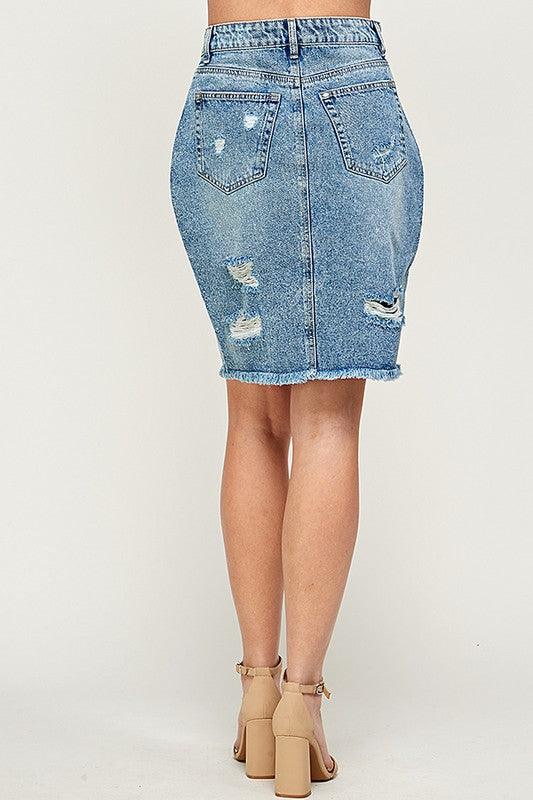 Ladies Denim Skirt - Three Mad Hatters Mercantile 
