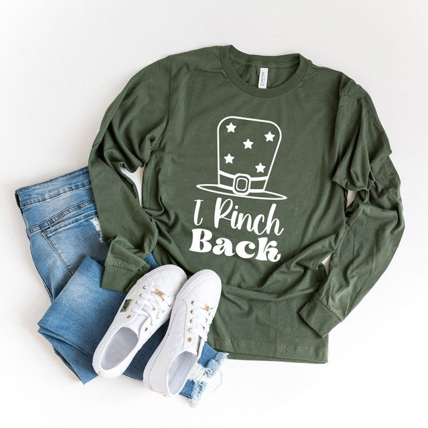 I Pinch Back Hat Long Sleeve Graphic Tee Womens SPD T-shirt Army Green XS 