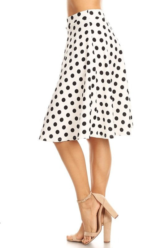 Polka dot print, knee length skirt Midi Skirt   