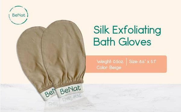 Silk Exfoliating Bath Gloves -Raw Silk - Three Mad Hatters Mercantile 