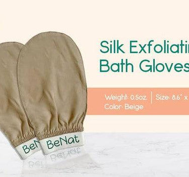 Silk Exfoliating Bath Gloves -Raw Silk