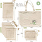 Reusable Organic Cotton Tote Mesh Bag w/6 Sleeves Shopping Bag   