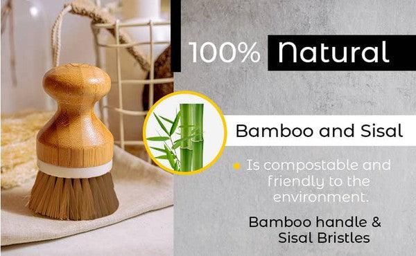 Bamboo Sisal Fiber Dish Brush - Three Mad Hatters Mercantile 