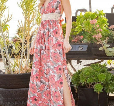 Tie Back Floral Maxi Dress