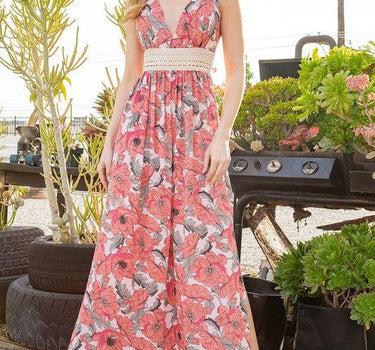 Tie Back Floral Maxi Dress