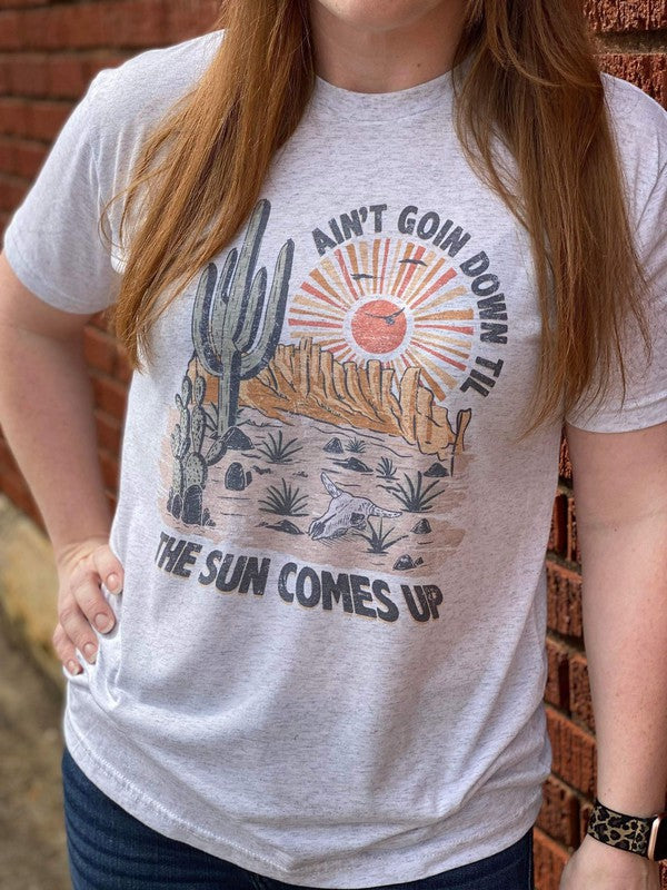 Ain't Goin Down Til The Sun Comes Up graphic t-shirt ash 2X 